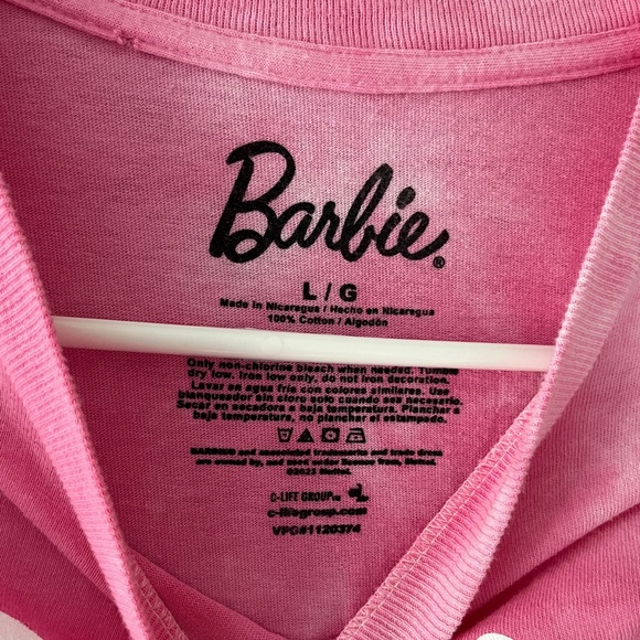 EUC Barbie Official License Pink Tie Dye Crop Top Size L - Picture 4 of 4
